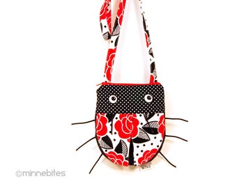 Ladybug Purse - Birthday Gift for Kids - Girls Cross Body Purse for Toddler Girls - Animal Bag - Frida Kahlo Red Flowers - Ready to Ship