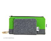 Men's Green Gift Set of Two Pouches - Guys Organizer - Desk Organization - Mens Toiletry - Vegan Coin Pouch - Guys Gift - Ready to Ship