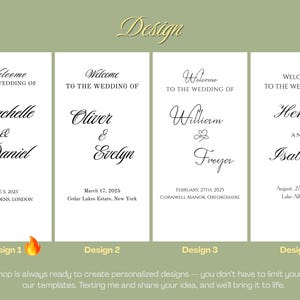 Letrero de bienvenida personalizado de gasa transparente para boda: Letrero transparente para ceremonia, diseño personalizado imagen 4