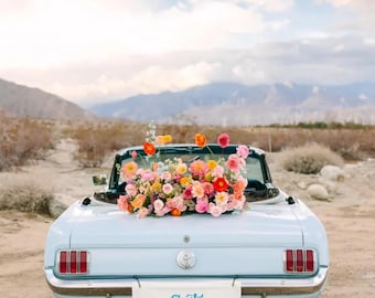 Plaque en lin personnalisée Just Married : bannière de voiture de mariage rustique