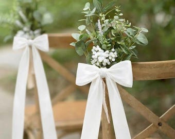 Noeuds de chaise de mariage en satin, décoration allée de cérémonie pré-nouée, cravate en jute rustique