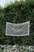 Sideways Last Name Wedding Sign, Sheer Lace Fabric Backdrop, Boho Wedding Hanging Decor product logo