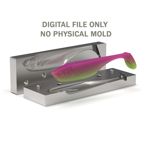 Digitala filer: Öppen gjutform för mjuka fiskedrag 140 mm (.STEP + .STL)
