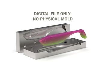 Archivos digitales: Molde de vertido abierto para señuelo de pesca blando de 140 mm (.STEP + .STL)