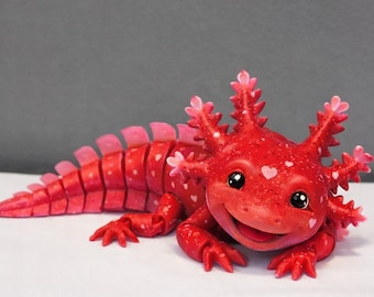 3D Printed Articulated Axolotl | Hand-Painted Flexi Fidget Toy