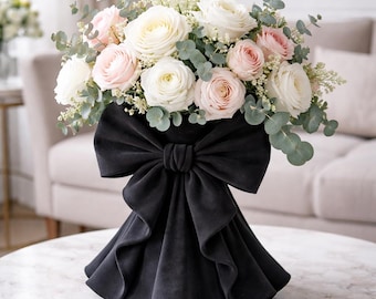 3D Printed Coquette Bow Vase, Sculptural Ribbon Flower Decor, Romantic Cottagecore Home