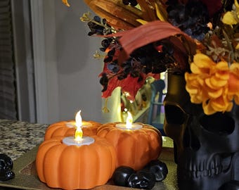 3D Printed Pumpkin Candle Holder, Spooky Halloween Decor