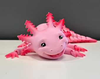 3D Printed Articulated Axolotl | Hand-Painted Flexi Fidget Toy
