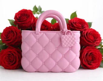 Quilted Makeup Organizer, Pink Vanity Decor, 3D Printed, Mother’s Day Gift