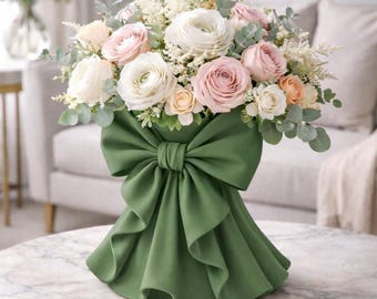 Coquette Bow Vase, 3D Printed Flower Vase, Ribbon Vase Decor, Aesthetic Home Decor, Romantic Cottagecore Vase