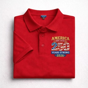 Amerikas 250-årsjubileumspolotröja – Patriotisk broderad t-shirt