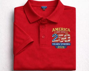 Amerika 250th Jubiläums-Poloshirt - Vaterländisches besticktes T-Shirt