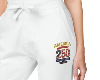 America 250th Anniversary.Retro Cartoon Burger Patch Sweatpants | Embroidered Pocket Joggers