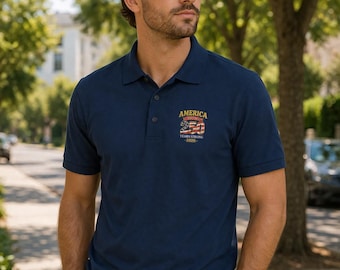 America 250th Anniversary Polo Shirt – Patriotic Embroidered Tee