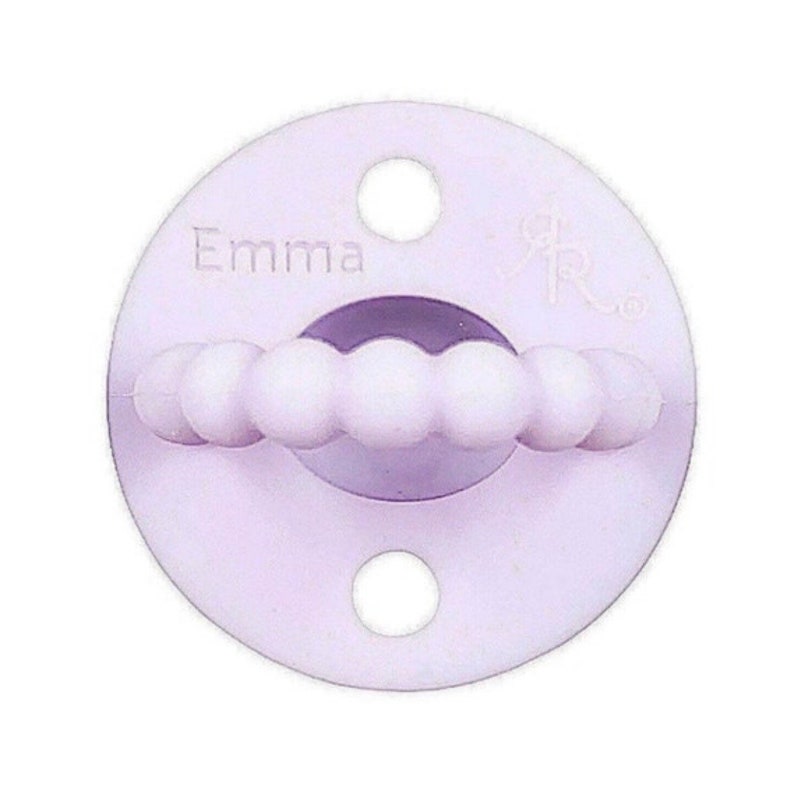 Ryan and Rose Personalized Pacifier Cutie Pat Pacifier Silicone Personalized Pacifier Baby Boy Baby Girl Cutie Pacifier Ryan & Rose Pacifier Lilac Flat