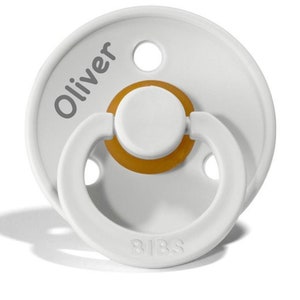 Personalized BIBS Pacifier: Engraved Baby Boy Pacifier, Gray or Blue