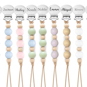 Personalized Beaded Pacifier Clip: Engraved Stainless Steel Clip