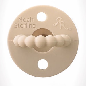 Ryan and Rose Personalized Pacifier Cutie Pat Pacifier Silicone Personalized Pacifier Baby Boy Baby Girl Cutie Pacifier Ryan & Rose Pacifier Tan Stage 2 Round