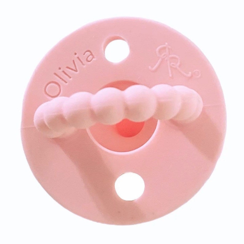 Ryan and Rose Personalized Pacifier Cutie Pat Pacifier Silicone Personalized Pacifier Baby Boy Baby Girl Cutie Pacifier Ryan & Rose Pacifier Pink Stage 1 Round