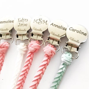 Pacifier Clip Personalized Pacifier Clip Engraved Pacifier Clip Leather Pacifier Clip Baby Girl Gift Monogram Leather Pacifier Clip image 1