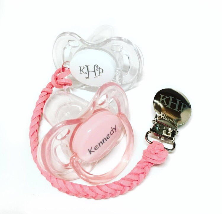 Personalized Pacifier Clip Baby Girl Personalized Pacifier Etsy