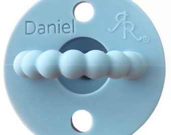 Ryan and Rose Personalized Pacifier Cutie Pat Pacifier Blue Silicone Personalized Pacifier Baby Boy Cutie Pacifier Ryan & Rose Pacifier