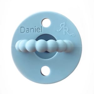 Ryan and Rose Personalized Pacifier Cutie Pat Pacifier Silicone Personalized Pacifier Baby Boy Baby Girl Cutie Pacifier Ryan & Rose Pacifier Blue Stage 1 Round