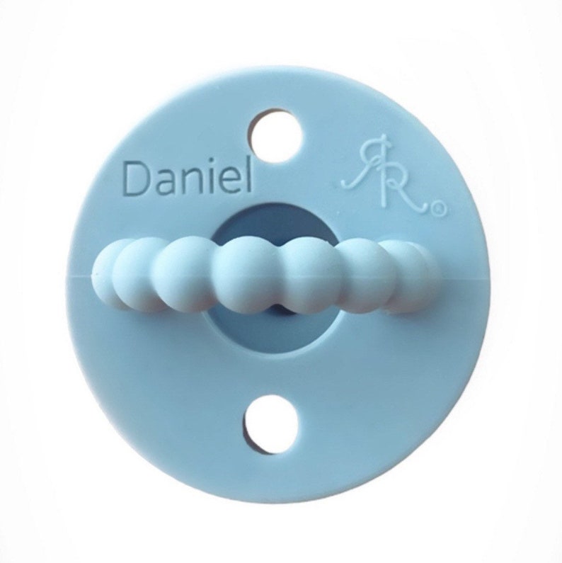 Ryan and Rose Personalized Pacifier Cutie Pat Pacifier Silicone Personalized Pacifier Baby Boy Baby Girl Cutie Pacifier Ryan & Rose Pacifier Blue Stage 1 Round