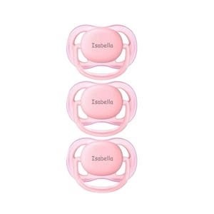 Personalized Avent Pacifiers: Engraved Coral Pink, 0-6m, Set of 3