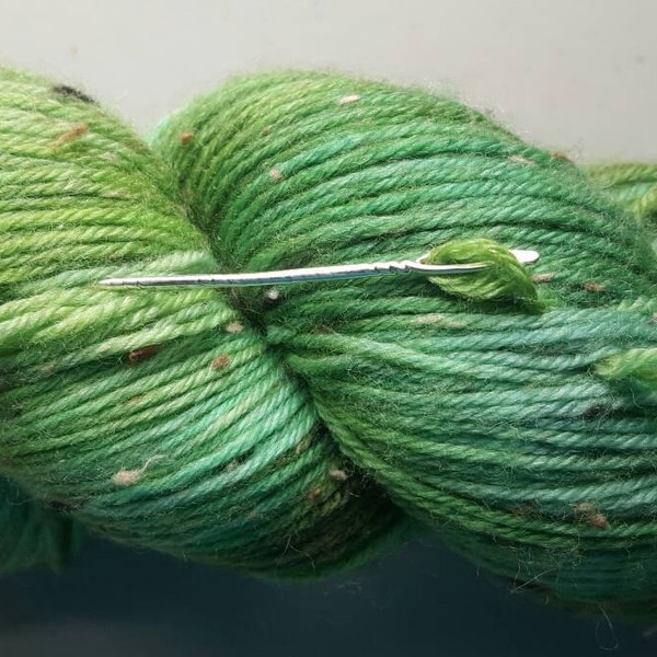 Aguja de costura con ojos de calcetín de plata de ley con punta recta