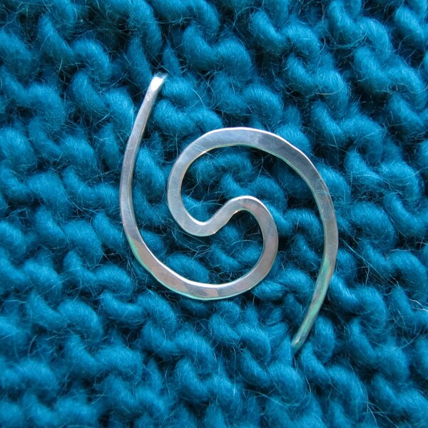 Spiral, Growth, New Beginnings, Handmade Shawl Pin, Sterling Tab Style