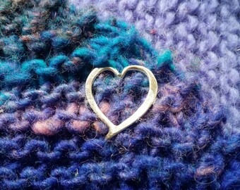 Sterling Heart Mini Tab Closure for Knitted, Crocheted or Woven Garments