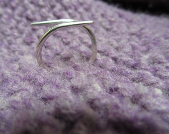 Worn Until Needed, Sterling Cable Needle Ring Knitting Needle Size Zero Made to Fit Your Finger Size