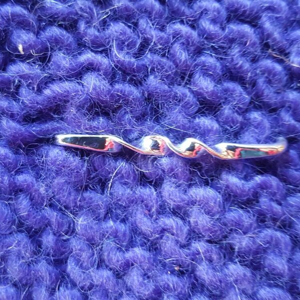 Sterling, Tiny, Mighty Twisted Tab Bar Closure for Shawls, Cardigans and Cowls