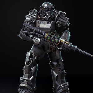 Armadura de poder T-60 – Modelo STL 3D para impresión en Fallout / Diorama de estatua completa + busto / Descarga digital