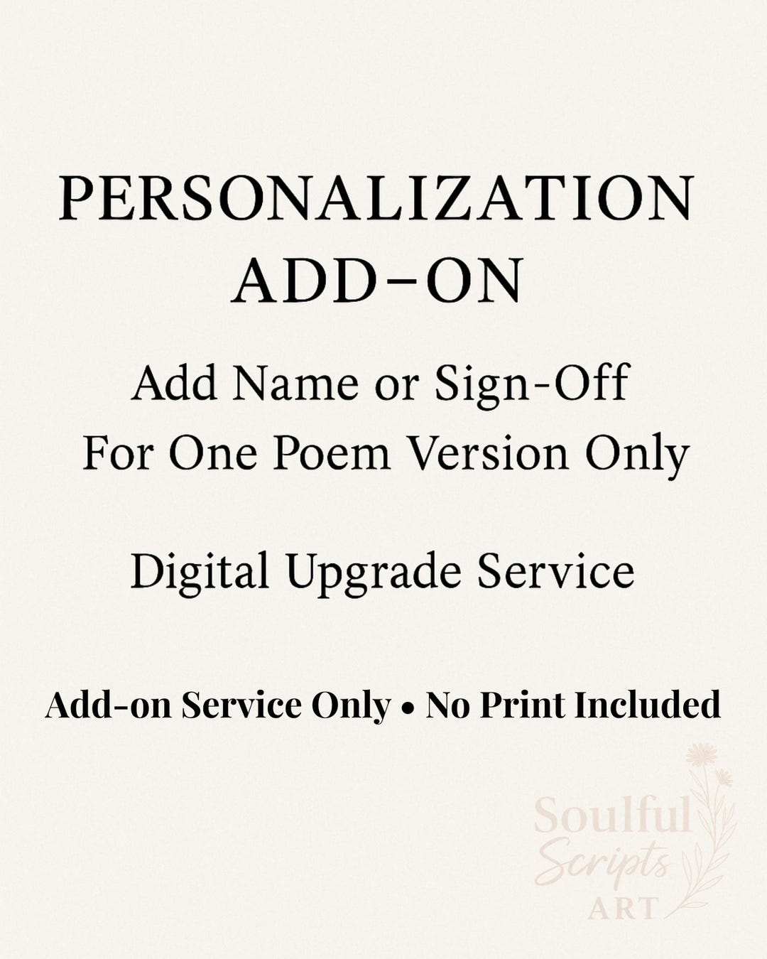 Add Poems Personalized Poem Add-on, Custom Name or Sign-off, Upgrade Your ...