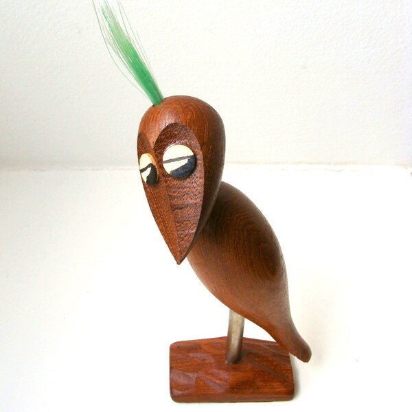 Danish Modern Teak Bird Bottle Opener Corkscrew Denmark 1960's New Old Stock