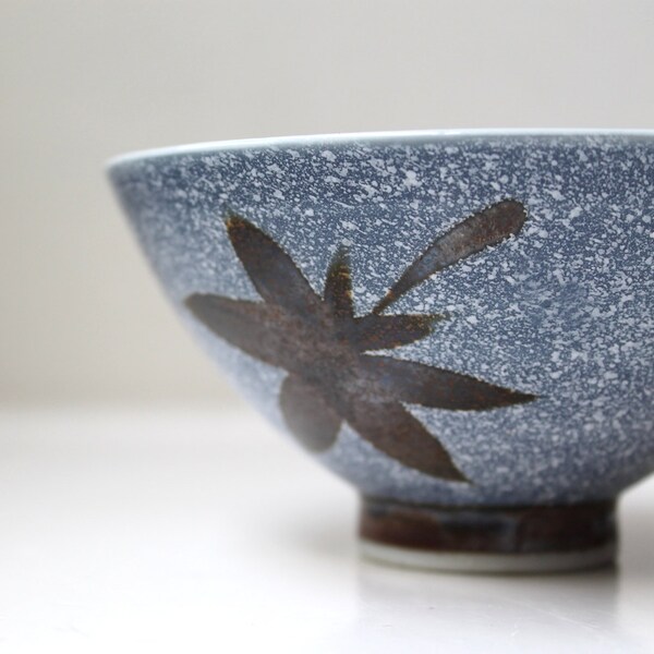 Vintage Porcelain Bowl Pedestal Rice Bowl Hand Painted Japan