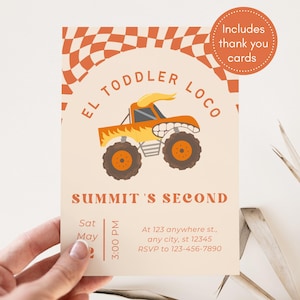 El Toddler Loco Birthday Invitation | Editable Monster Truck Party Invite | Canva Templete