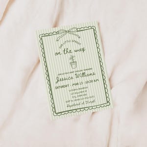 Little Sprout Baby Shower Invitation Bundle | Boy or Gender Neutral Green Market Gardening Plant Invite Set | Editable Canva Digital Garden