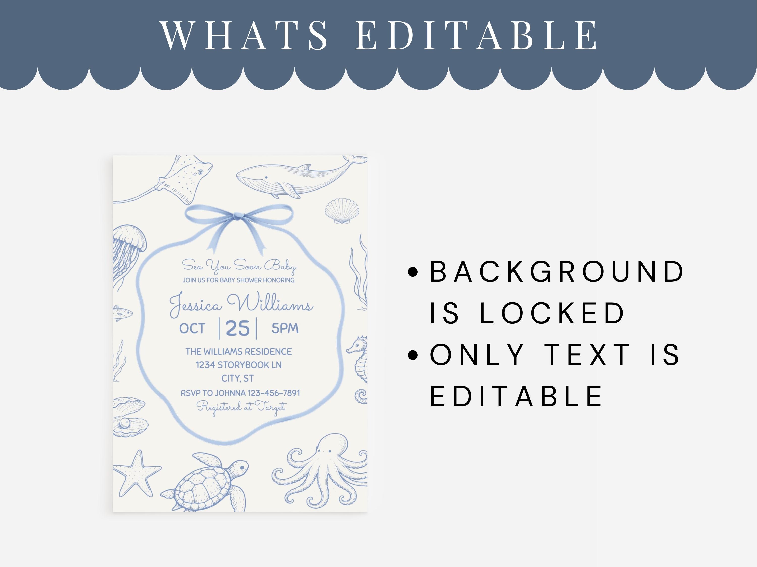 Sea You Soon Coastal Baby Shower Invitation Bundle | Editable Canva ...