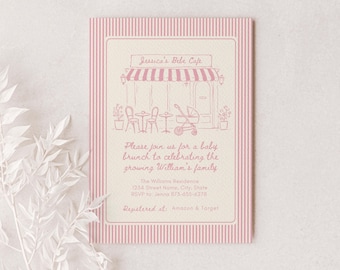 Baby Is Brewing Girl Shower Invite, Cafe Bebe Editable Canva Template, Coffee Lover Digital Evite