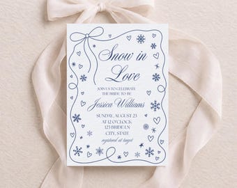 Winter Bridal Shower Invite, Snow in Love Editable Canva Template, Christmas Invitation