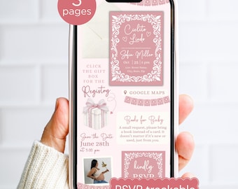 Digital Pink Cielito Lindo Girl Baby Shower Invitation, Mexican Talavera Canva Text Invite