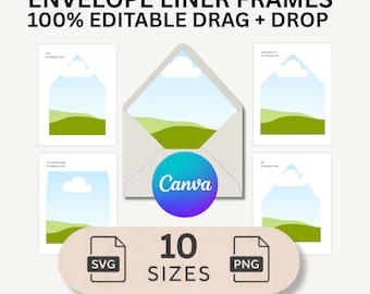 Editable Envelope Liner Template: DIY Stationery Design Canva Digital Download Printable Liner, Wedding C5, C6, A7, Square