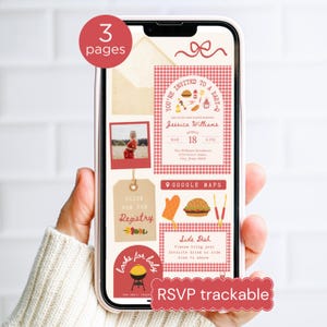 Editable Baby-Q Baby Shower Invitation with Trackable RSVP, BBQ Canva Template Digital Download, Red Gender Neutral Text Evite Barbeque Boy