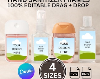 Sprühflasche Etikett Vorlage | Handdesinfektionsetikett bearbeitbar | Mini Spray Label DIY Selbst bearbeitbar