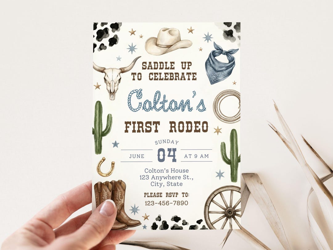 Woody First Rodeo Invite First Rodeo Birthday Invitation | Boy Cowboy Western Theme | 1st Rodeo ...