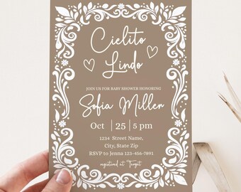 Cielito Lindo Baby Shower Invitation, Editable Mexican Talavera Canva Invite, Gender Neutral Papel Picado Digital Download