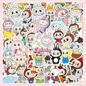 Labubu Graffiti 50pcs Stickers, Cute Cartoon Labubu Gukka Stickers for Mobile Phones, Water Bottles